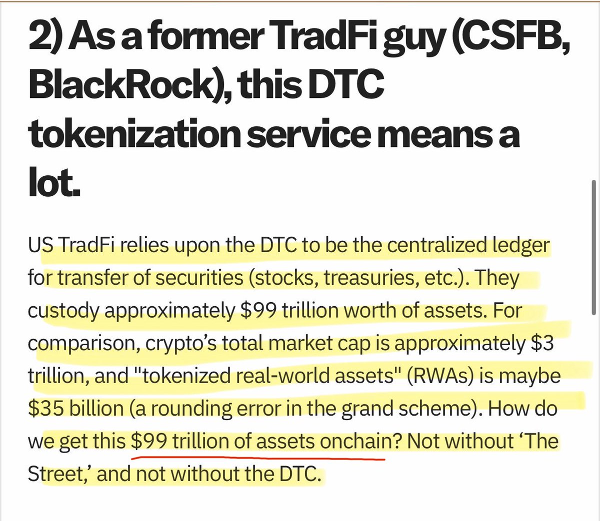 SMQKEDQG's tweet photo. ‼️EX-BLACKROCK REPRESENTATIVE: THE DTCC TOKENIZING $99 TRILLION OF ASSETS MEANS A LOT‼️

Documented.📝👇 https://t.co/ujnDiZxhsP