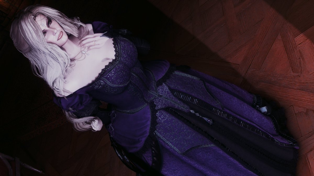 BarbWireBlonde's tweet photo. Coming soon, [Full_Inu] Elise dress Reworked for Skyrim Special Edition in game preview on NVidia 5090 at 4K https://t.co/4pW7wN7Vej