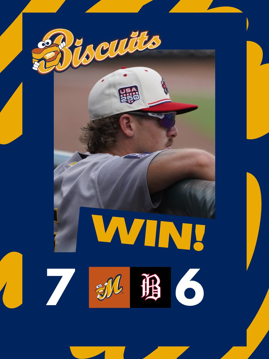 BiscuitBaseball's tweet photo. As American as ̶a̶p̶p̶l̶e̶ ̶p̶i̶e̶ a Biscuits win!
#ButterUp🧈 https://t.co/OfIzEIdPTf