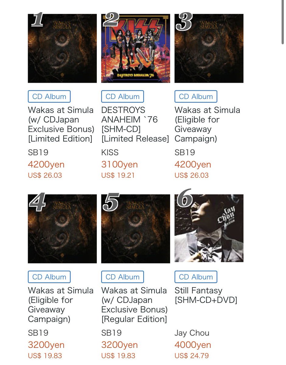 allchartsPH's tweet photo. SB19's 'Wakas At Simula' has reached #1 on @CDJapan's all-genre top albums chart. 

It also occupies four of the top five spots with its other variants. https://t.co/cQ7plo5BtI