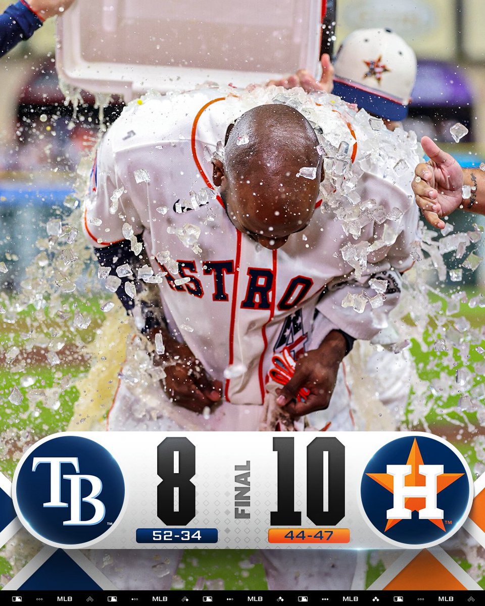 MLB's tweet photo. Yordan Alvarez walks it off for the @Astros with his second homer of the night! https://t.co/QIQ7BlLvPS