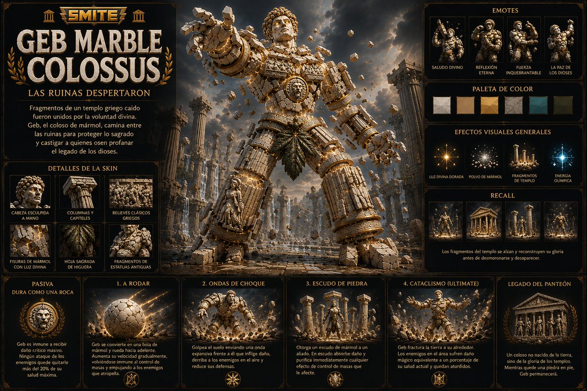 Smite2SkinsPls's tweet photo. ๐๏ธ๐ฟ Geb: Marble Colossus
The ruins awaken. Reasy to fight a living monument built from ancient Greek temples? With shattered marble, divine golden light and monumental abilities worthy of the gods themselves. @SMITEGame โก๐ชจ
AI-assisted #SMITE2 #SkinConcept #Gaming #ConceptArt https://t.co/meR54cV7Iu