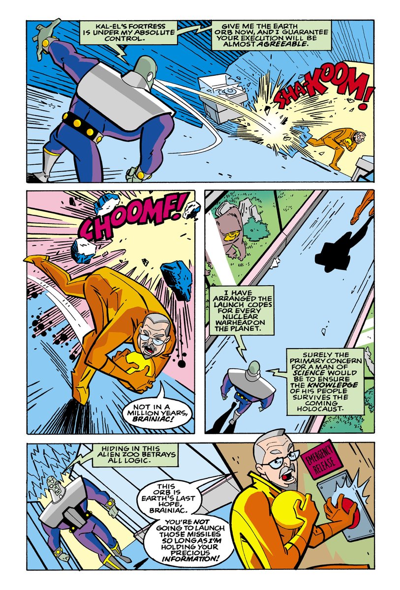 worldsfinest's tweet photo. Superman Adventures #23 hit shelves this month (on July 8) in 1998 from DC Comics! Written by Mark Millar with art by the incredible Aluir Almancio, the fantastic "War Games" two-parter closes strong as Superman and Livewire team-up to take down Brainiac! #SupermanTAS #Superman https://t.co/nhsd0KeDy5
