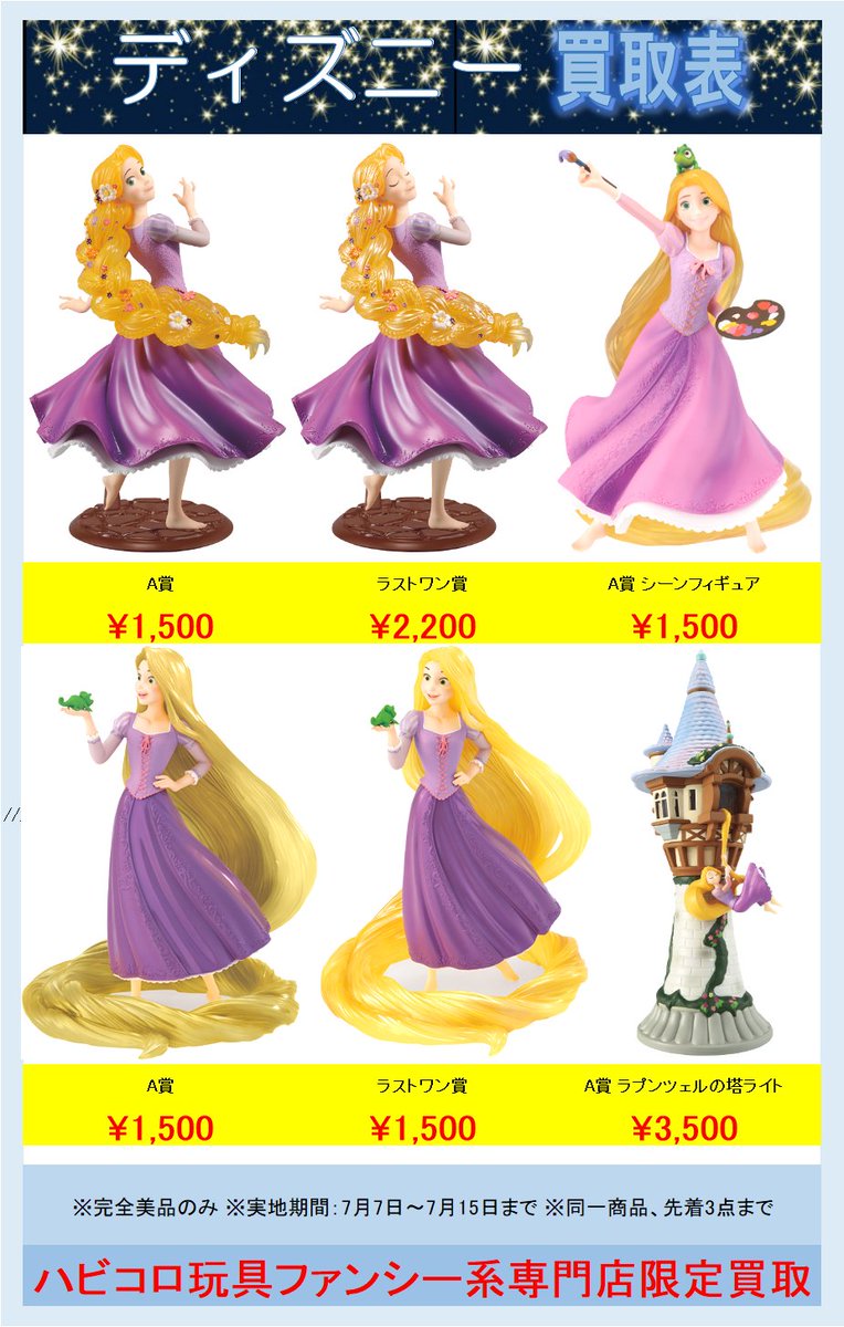 🏰買取情報🏰 #ディズニー ラプンツェル 一番くじ フィギュア の買取表