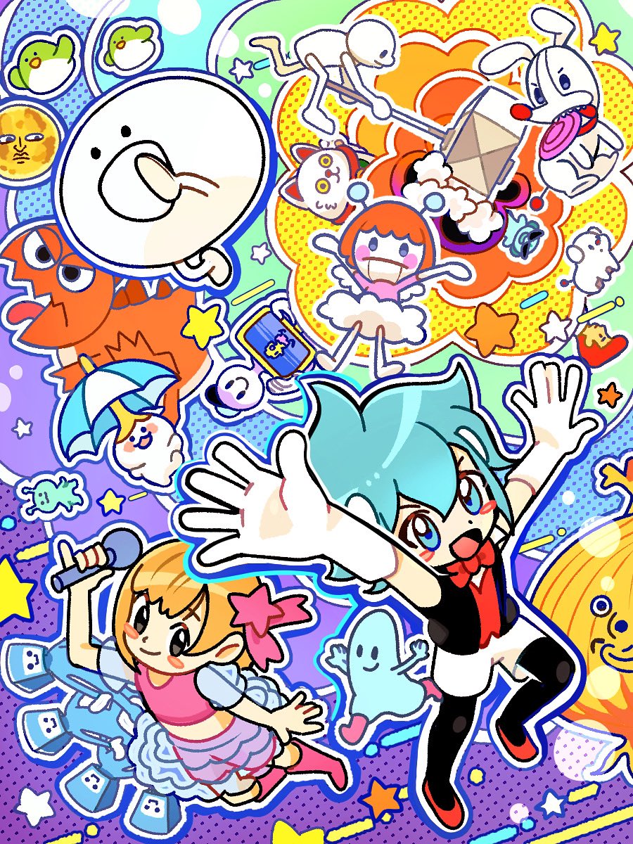 pannomimi0301's tweet photo. ◀️リズム天国ゴールド16周年の時に描いたイラスト
リズム天国ミラクルスターズ発売されて描いたイラスト▶️
シリーズ、対になるイメージで描いてました🕺🎶
 #リズム天国  #RhythmHeaven https://t.co/I6kdaYMJw9