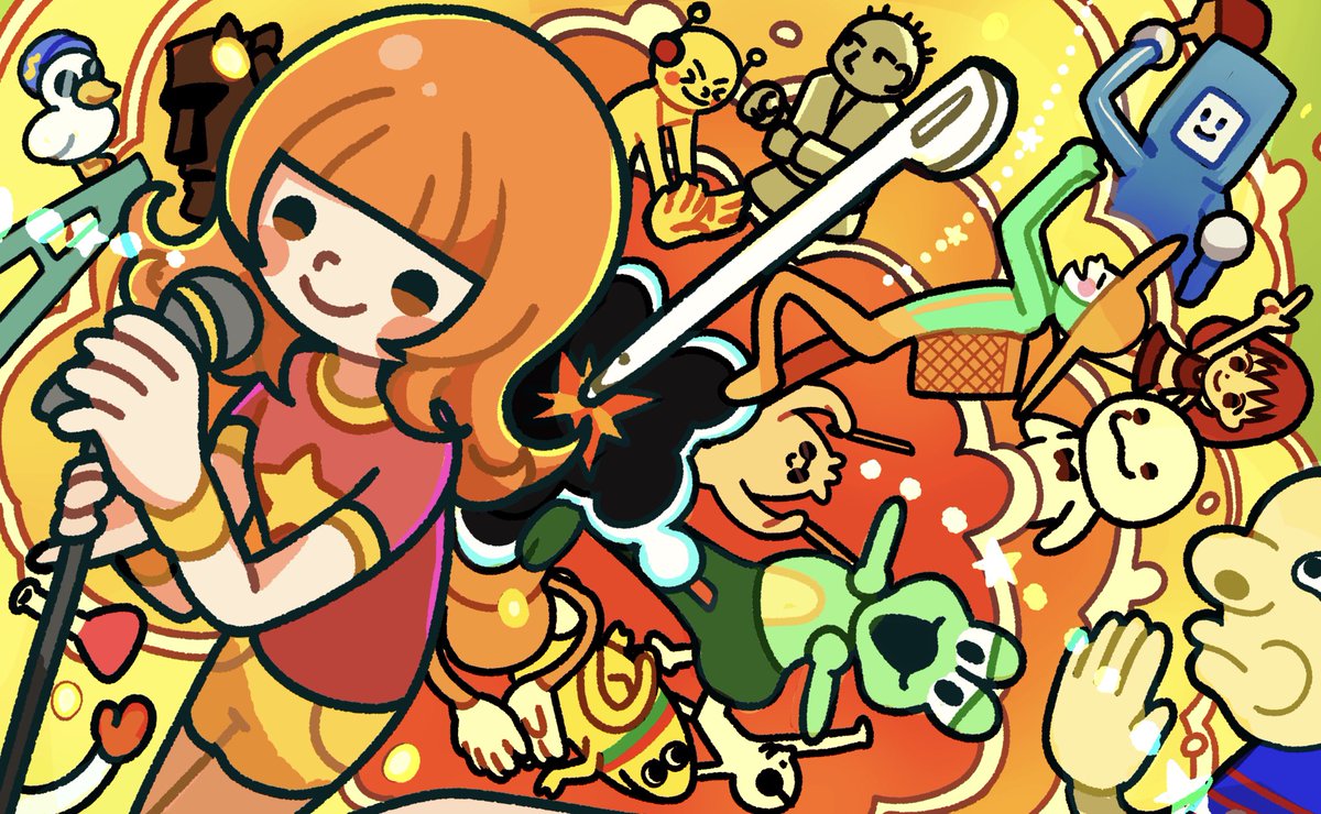 pannomimi0301's tweet photo. ◀️リズム天国ゴールド16周年の時に描いたイラスト
リズム天国ミラクルスターズ発売されて描いたイラスト▶️
シリーズ、対になるイメージで描いてました🕺🎶
 #リズム天国  #RhythmHeaven https://t.co/I6kdaYMJw9