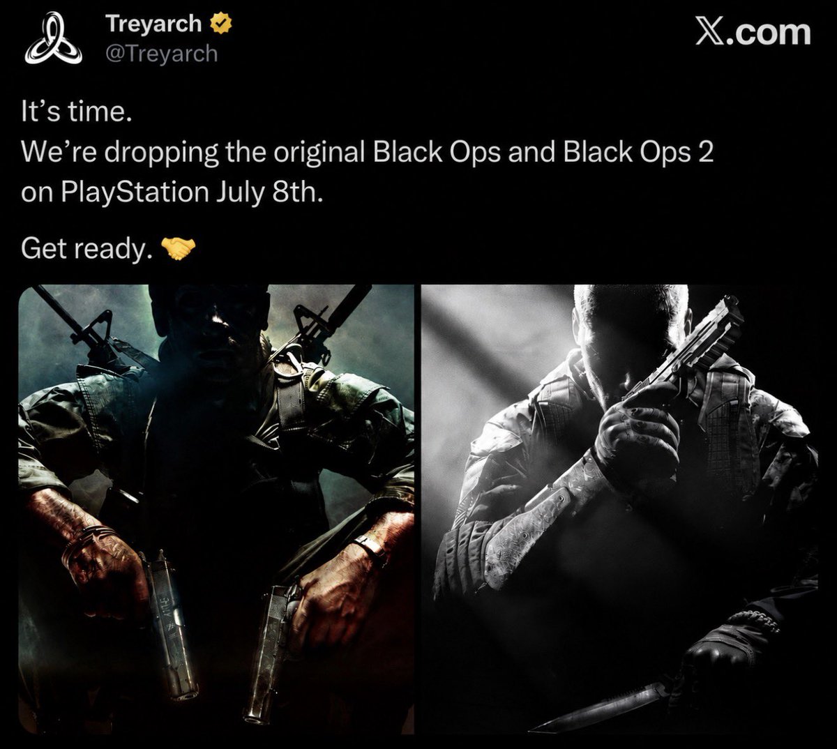 ohqwshy's tweet photo. IT’S OFFICIAL😱

Treyarch have announced they’re dropping both Black Ops 1 &amp; Black Ops 2 on July 8th! https://t.co/cBhbR2uUUv