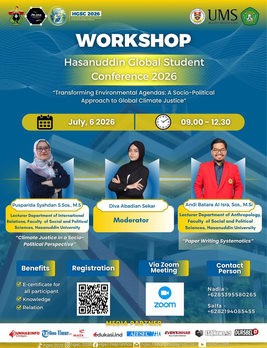 dursbel's tweet photo. 📢 HGSC 2026 Workshop is Coming! 🌍✨ , ayo ayo join nihh ya 😊 
#kampusunhas #hgsc #mahasiswasulsel https://t.co/xtXaw7PWU3