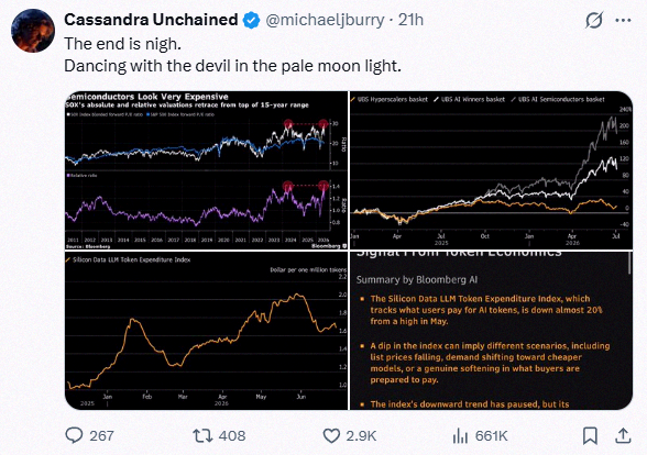BridalVail's tweet photo. Michael Burry is sounding the alarm again 🚨 He says the stock market is heading toward a major crash 🤯👀 https://t.co/TgI1pzoifb