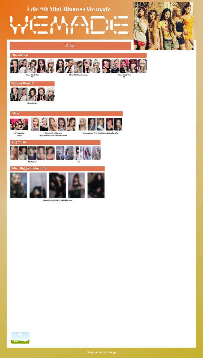 minniefr1dge's tweet photo. We Made Template Wishlist Gimme Dat Love Ver. updated previews + added makestar LD and popmerch 5 fs, qq music + mono stuff
lmk if any mistakes

hq: google drive in bio
#GIDLE #G_I_DLE #MINNIE #SOYEON #MIYEON #아이들 #idle #WEMADE idle i-dle miyeon minnie soyeon yuqi shuhua https://t.co/6AuubSN5y5