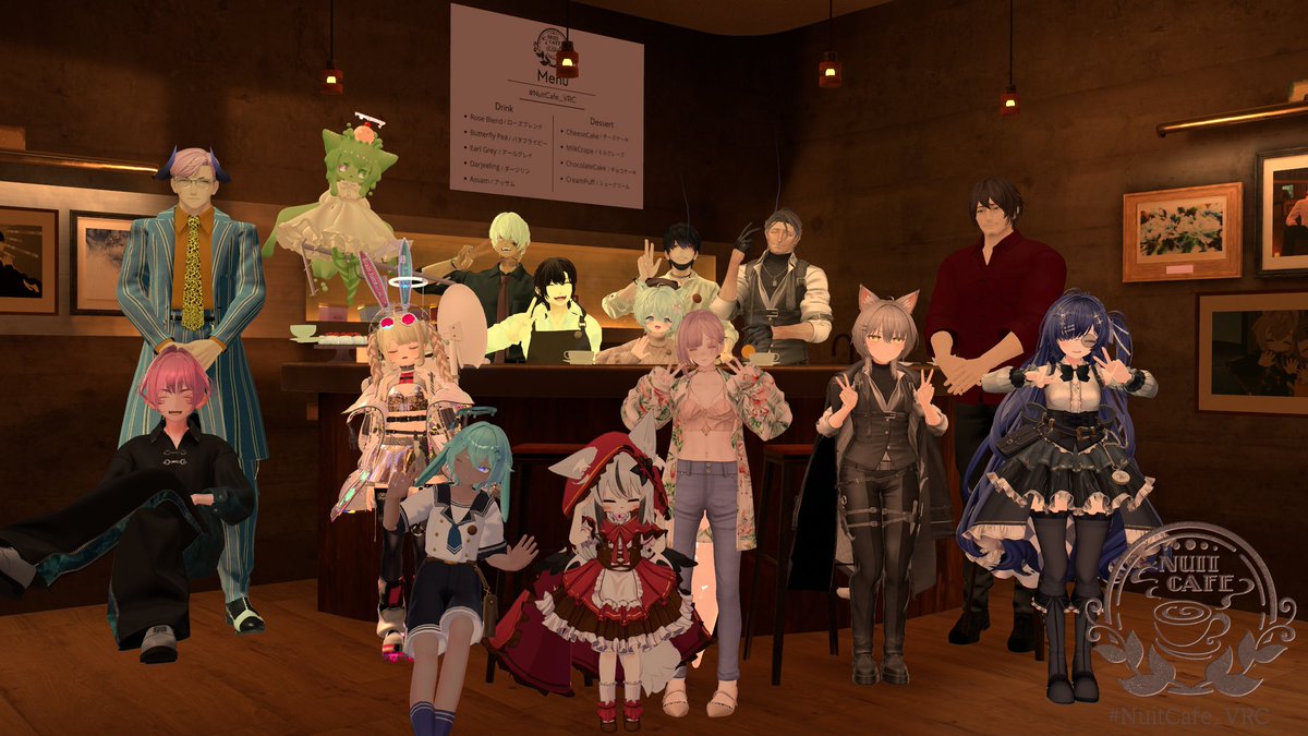 NARIAKA_yahho2's tweet photo. 先日はご来店ありがとうございました！
次回の18日はどうやらカフェの様子が少し違うようですわ！夏の装いでくるといいかもですわ！
#NuitCafe_VRC https://t.co/iCfOfVJreM