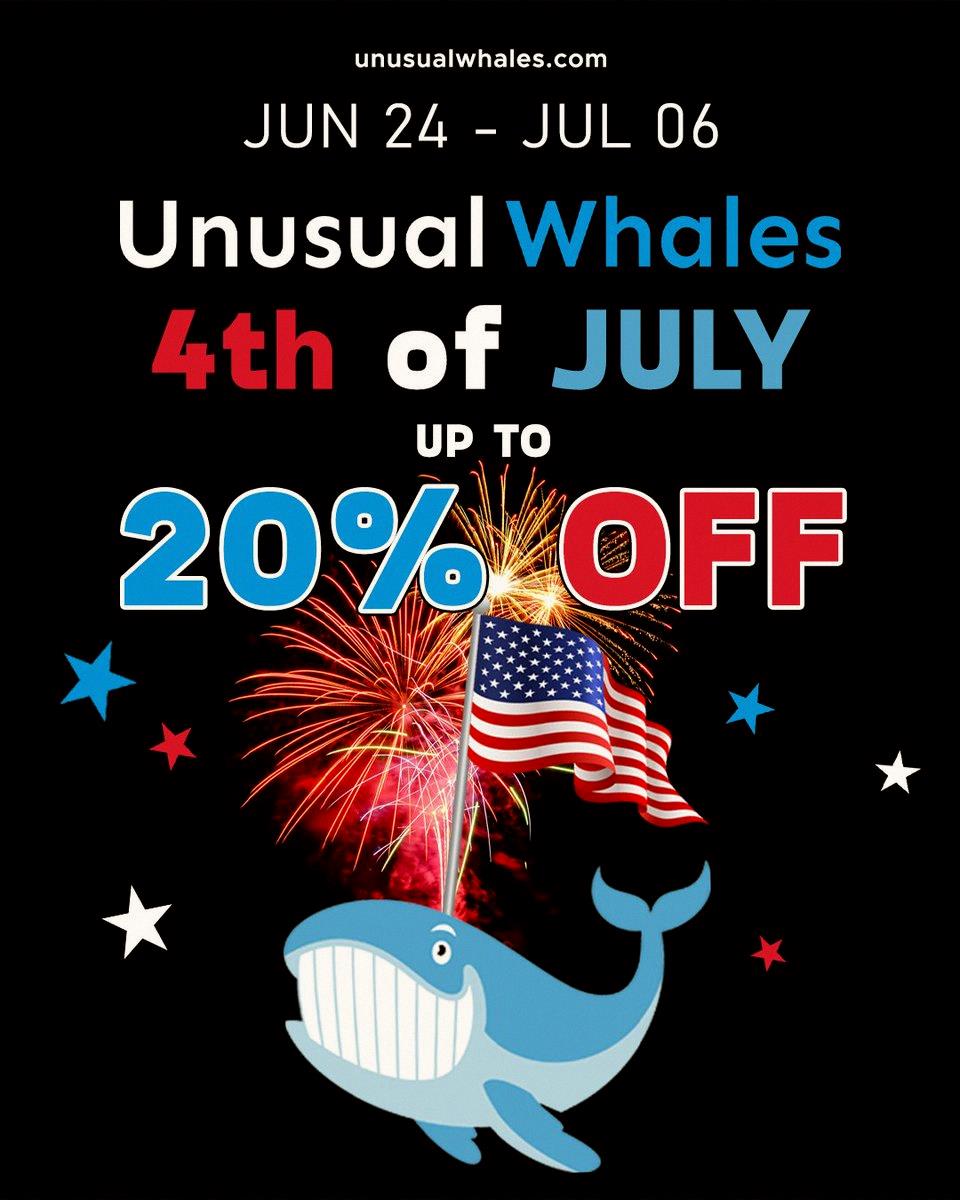 stmyuzu's tweet photo. Unusual Whales has a July 4th sale on right now. Save up to 20%. We built tools to help you get through this market. Sign up here: https://t.co/QVWQTW2jKc https://t.co/HYDsnvLgaH