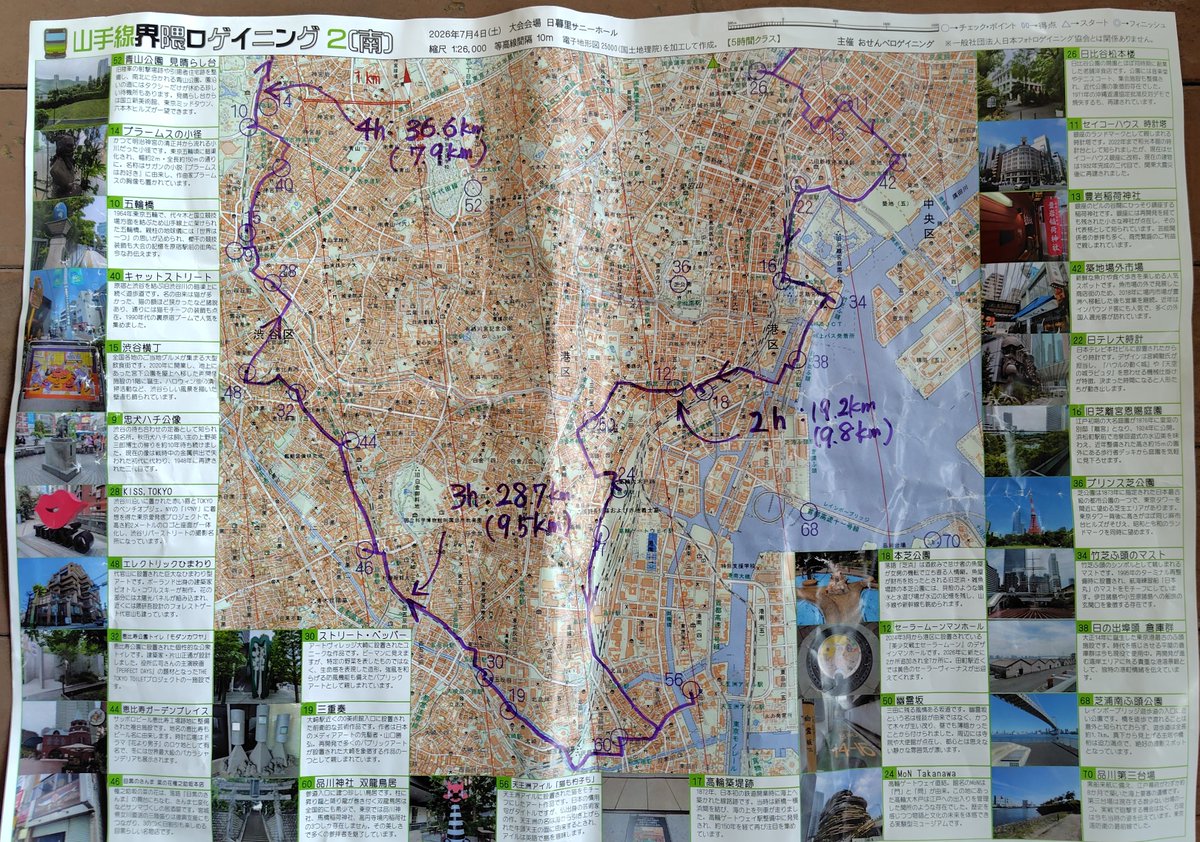 yanyan1972's tweet photo. 昨日は山手線界隈ロゲイニング2に参戦。結果は多分総合３位。反省点がいっぱい。時計回りで目白までと思ってスタートしたが、結果は新大久保まで。山手線撮影に手間取る&amp;予定していない23も取る。15をビルの中と勘違いで4分ロス。混みすぎの10はスルーすべきだった。たらればできると+80点ぐらいか。 https://t.co/0PNYXGjbKa
