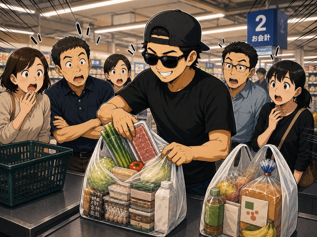 zissitsu's tweet photo. スーパーの買い物袋への詰め方がウマすぎて、妻から「いつも思うけど詰め方すごすぎん？」って絶賛された。

毎朝、軽バンの荷室と限界テトリスしてるからな……
自然とスキルが身についてたらしい。

 重いペットボトルを土台に、卵を最上部に配置するルートが一瞬で見える。 

#軽貨物 #職業病 #日常のテトリス #サカ活