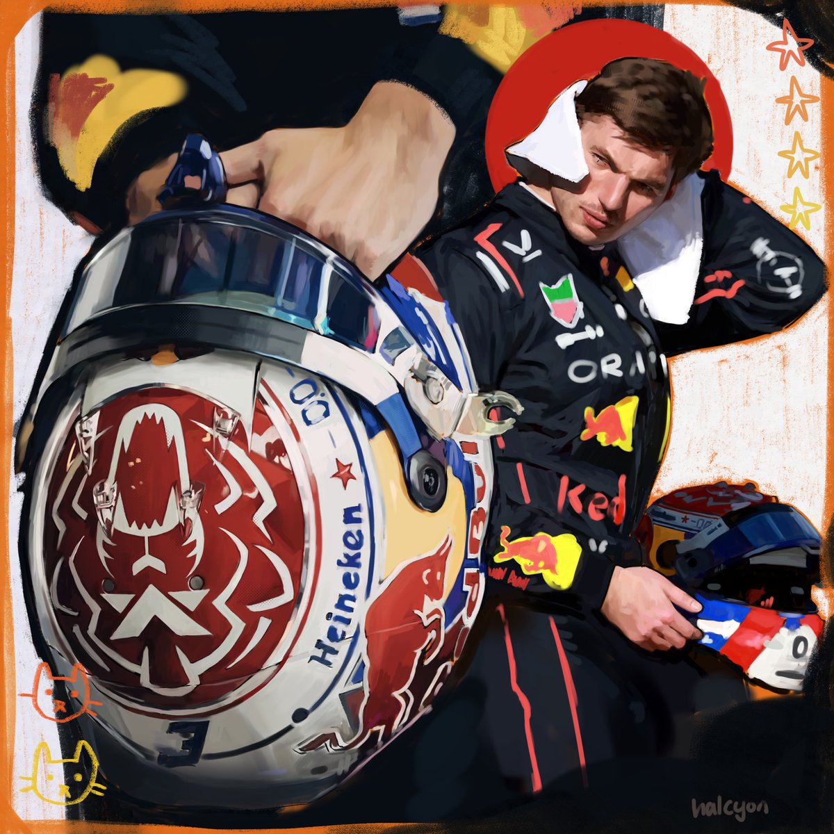 sycholls's tweet photo. drawing max every day until he wins another race: day 22 #f1 https://t.co/T3i3ou9pBB
