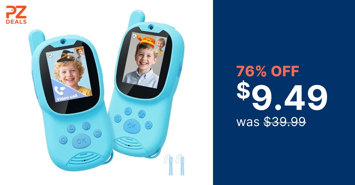 PzDeals's tweet photo. GREAT PRICE!

2-Pack Rechargeable Kids Video Walkie Talkies for ONLY $9.49! 

Click here to get this deal: 
👉 https://t.co/h3JRH041rq https://t.co/aoji9QH4Zi