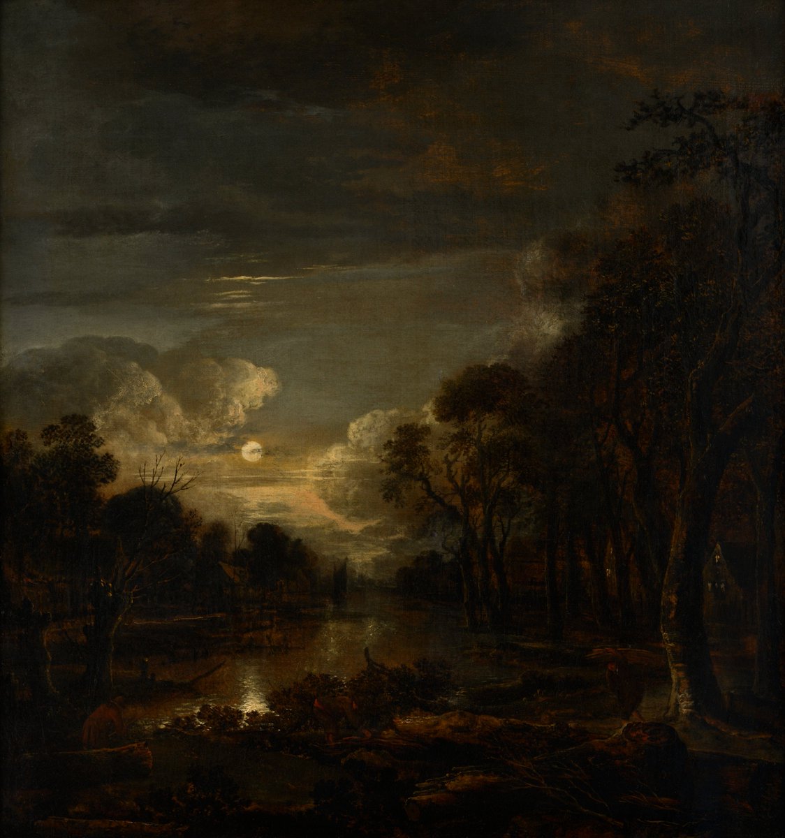 DailyClassicArt's tweet photo. Aert van der Neer - "River Landscape with Woodcutters" (1641) https://t.co/tPu4Xi3WQA