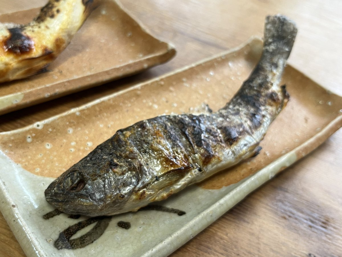Nopekat's tweet photo. 温泉と鮎あまご食べてる( ˙༥˙ )もぐもぐ(ﾟдﾟ)ｳﾏｰ https://t.co/XKNF8UwF4c