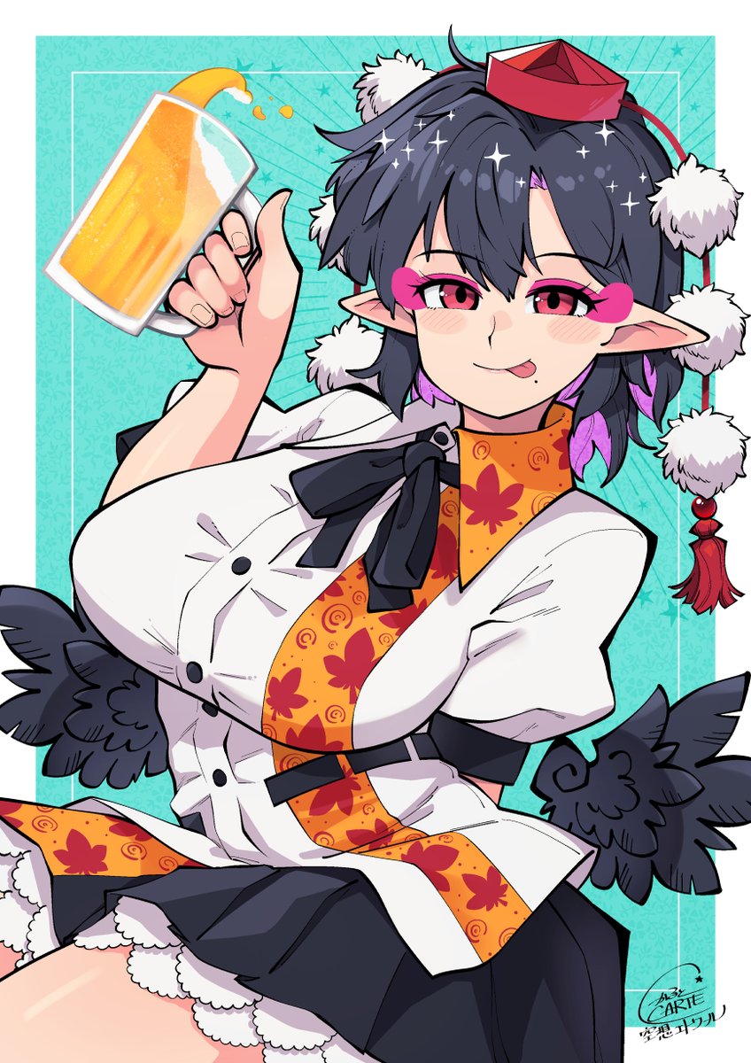 RT @t_m_CARTE: 文月ですよ、飲みましょう😋 #東方Project #射命丸文