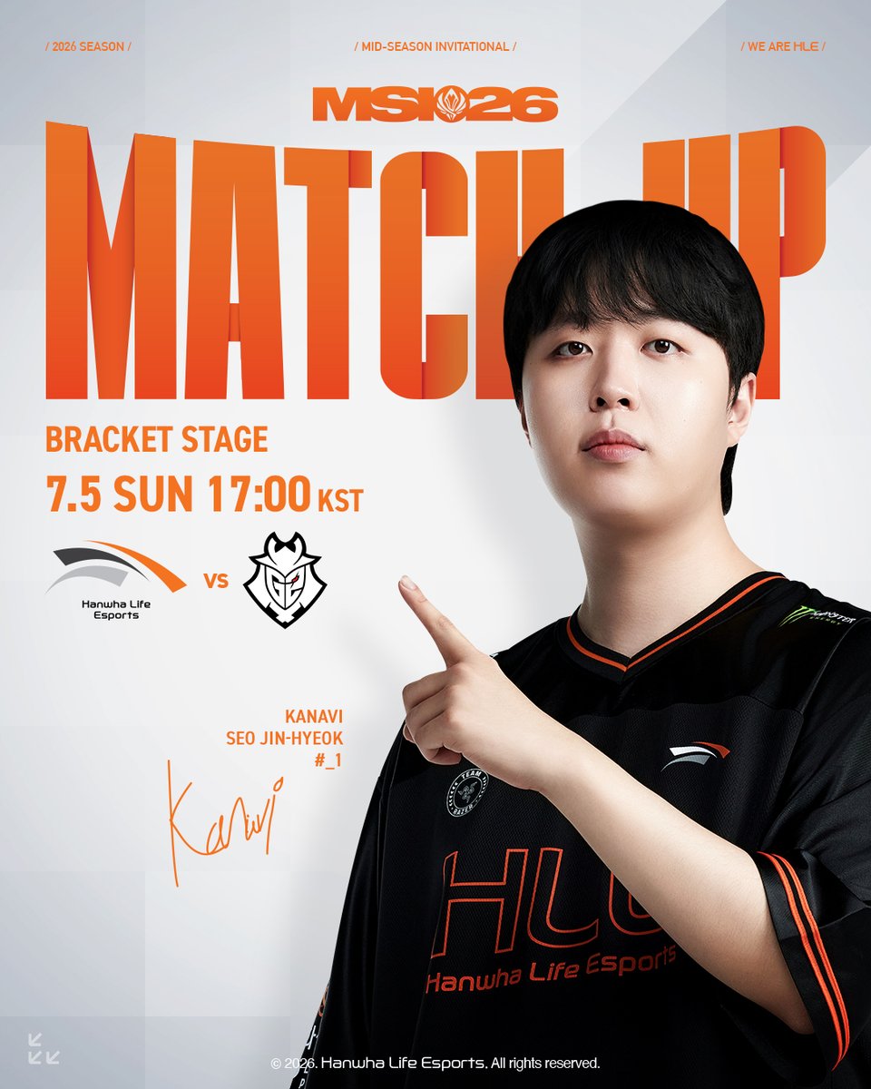 HLEofficial's tweet photo. 𝗛𝗟𝗘 𝗠𝗦𝗜 𝗠𝗮𝘁𝗰𝗵 𝗗𝗮𝘆
Hello, @G2League😉👋🏻
This stage is ours.

#BeyondTheChallenge #HLEWIN #MSI https://t.co/AXrXaF3FaS