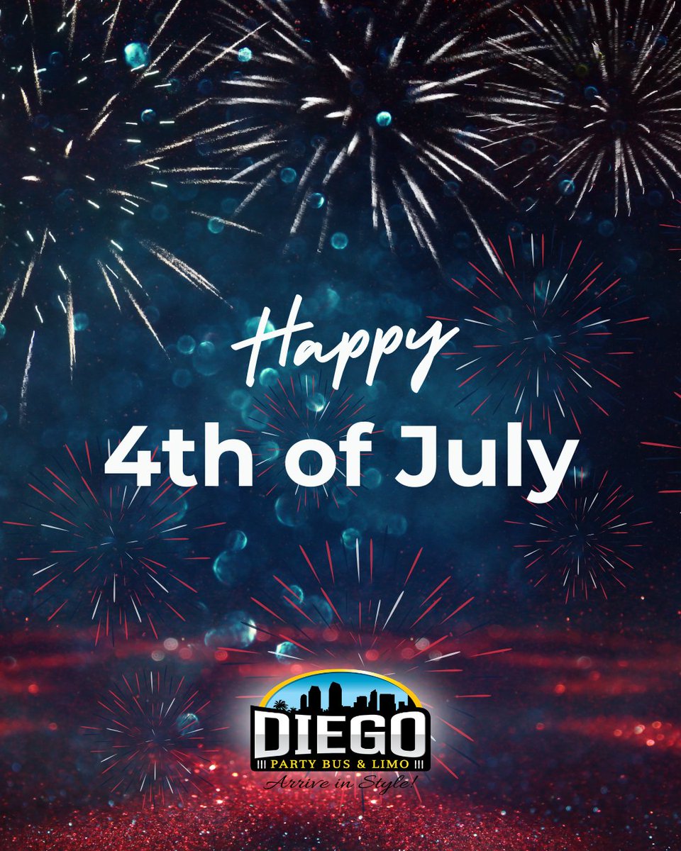 DiegoPartyBus's tweet photo. Happy 4th of July! 🇺🇸 Today we celebrate freedom, community, and the people who make this country great. https://t.co/zzUFUJZlX3