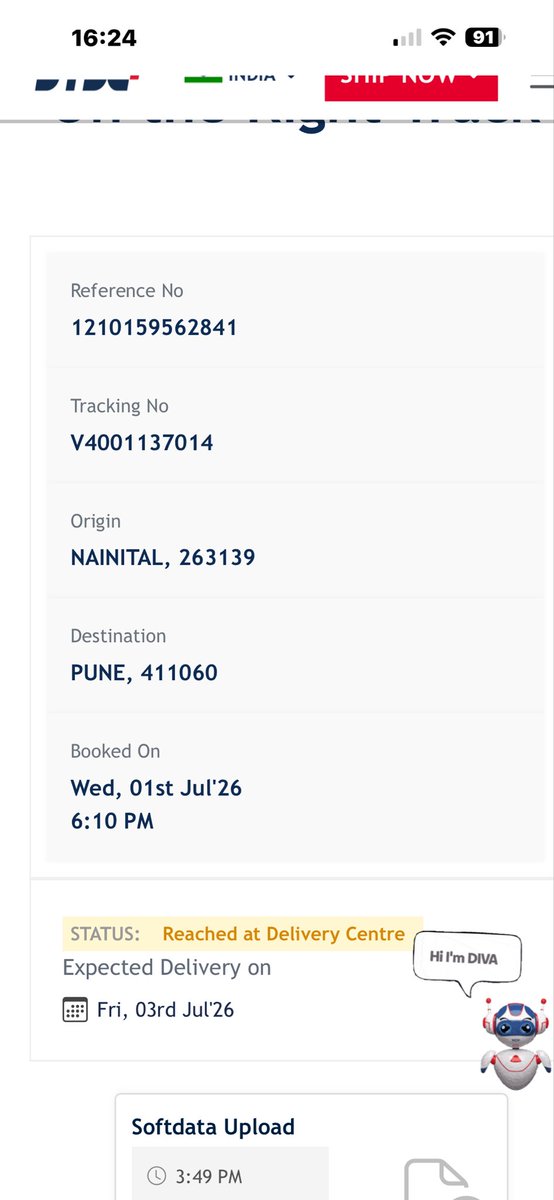 ManishAro's tweet photo. @DTDCIndia it’s an express delivery..parcel reached destination on July 3rd morning but still not delivered..great job man for a real express delivery 🚚 https://t.co/d8kk6r78cA