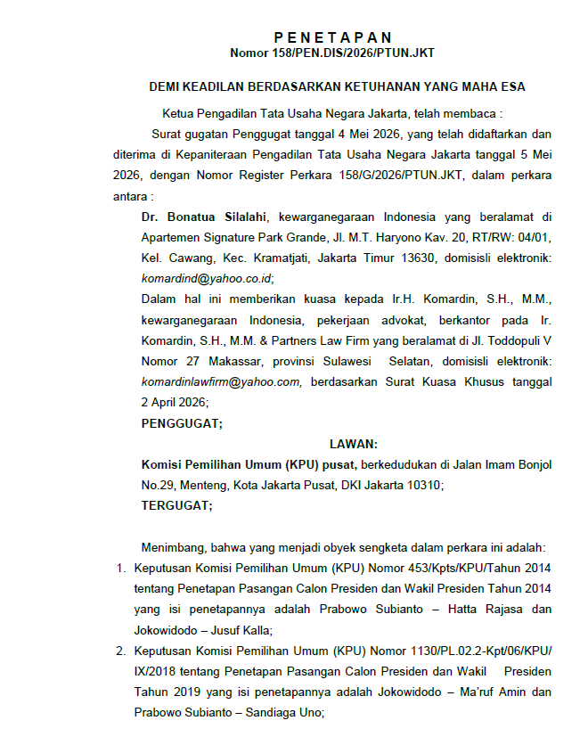 Bonatua766hi's tweet photo. Sidang PTUN Digelar via e-Court, Publik Sulit Mengakses: Transparansi Dipertanyakan

Sudah 3 kali sidang, publik tidak bisa melihat.
Gugatan saya ditolak tanpa diperiksa—dibilang sengketa pemilu & lewat waktu.
Padahal ini KTUN, dan bukti baru saya dapat 2026 setelah KPU sebelumnya menutup dokumen.

📅 Besok, 6 Juli 2026 pukul 10.00 WIB
👉 Pembacaan Jawaban atas Perlawanan (Pasal 62 ayat (3) UU PTUN)

Kalau sidang publik tak bisa diawasi… keadilan milik siapa?
#KawalSidangPTUN #TransparansiPeradilan