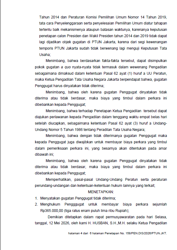 Bonatua766hi's tweet photo. Sidang PTUN Digelar via e-Court, Publik Sulit Mengakses: Transparansi Dipertanyakan

Sudah 3 kali sidang, publik tidak bisa melihat.
Gugatan saya ditolak tanpa diperiksa—dibilang sengketa pemilu & lewat waktu.
Padahal ini KTUN, dan bukti baru saya dapat 2026 setelah KPU sebelumnya menutup dokumen.

📅 Besok, 6 Juli 2026 pukul 10.00 WIB
👉 Pembacaan Jawaban atas Perlawanan (Pasal 62 ayat (3) UU PTUN)

Kalau sidang publik tak bisa diawasi… keadilan milik siapa?
#KawalSidangPTUN #TransparansiPeradilan
