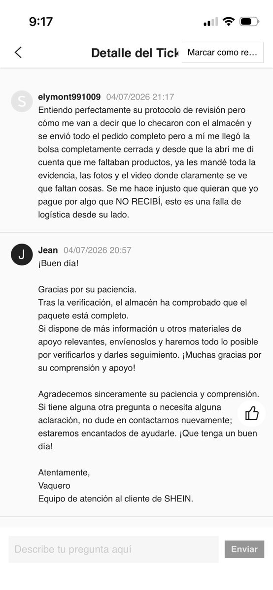 MontserratAri19's tweet photo. Creo que llego el momento de demandar a @SHEIN_Official con @Profeco
Llevo días mandando fotos y video de un paquete que me llegó incompleto y aún con las pruebas me están negando el reembolso, se me hace injusto que quieran cobrar por algo que NO RECIBÍ. 
#shein #profeco https://t.co/UByKNUf4hO