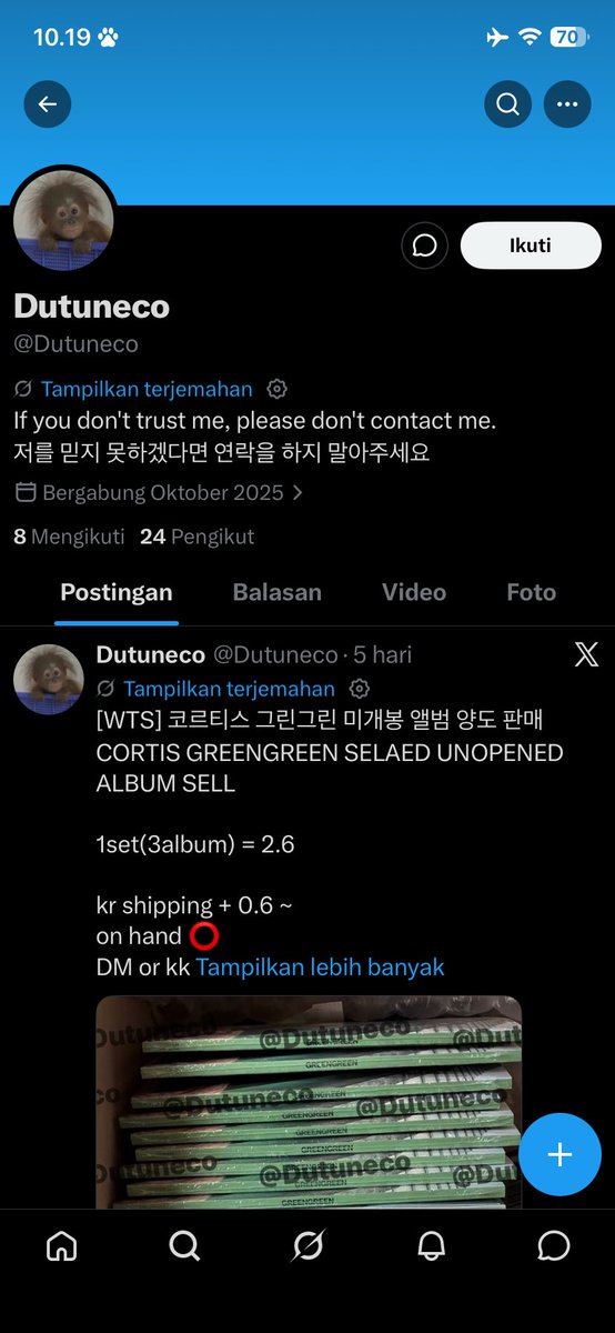 falling_79's tweet photo. ‼️ KOREAN SCAMMER ‼️

@/Dutuneco 

3333377610792 Kakao Bank 

김미나 

scammer cortis album 

@KoreanScammer @KoreanScammer__ @scammerksell @kscammer_police @koreanScamer_RT https://t.co/1K9n09EdBb