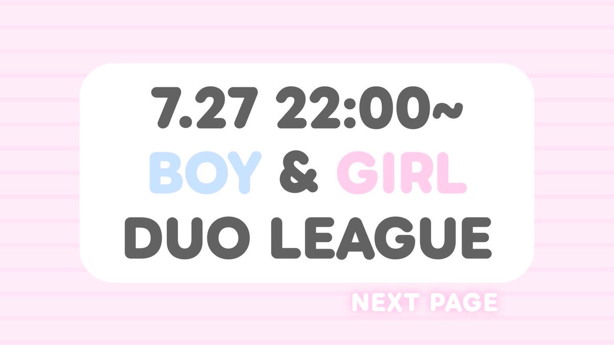 pya0_q's tweet photo. .

️ ꒰   男女デュオ Oneday League !!   ꒱

️❤︎   7/27 ㊊  22:00 22:35 23:10 23:45
️❤︎   4戦PT制 嵐の半島

️❤︎   賞金総額 20,000↑
️❤︎   参加費700

️❤︎   チーム名+代参ID + 荒野名
❤︎   条件追記要確認 https://t.co/tQvqmFLvnn