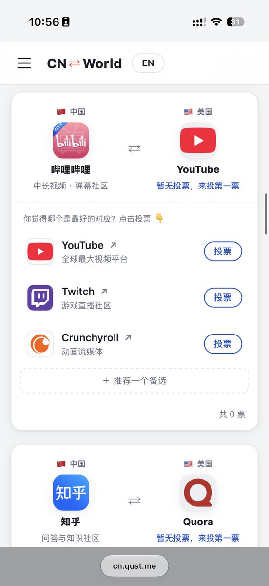 pengchujin's tweet photo. 中国人在用微信、QQ、小红书，外国人对应的在用什么😬做了个对照的小网站，可以投票还可以添加 https://t.co/diryPy8APD https://t.co/UwMzcZq96T
