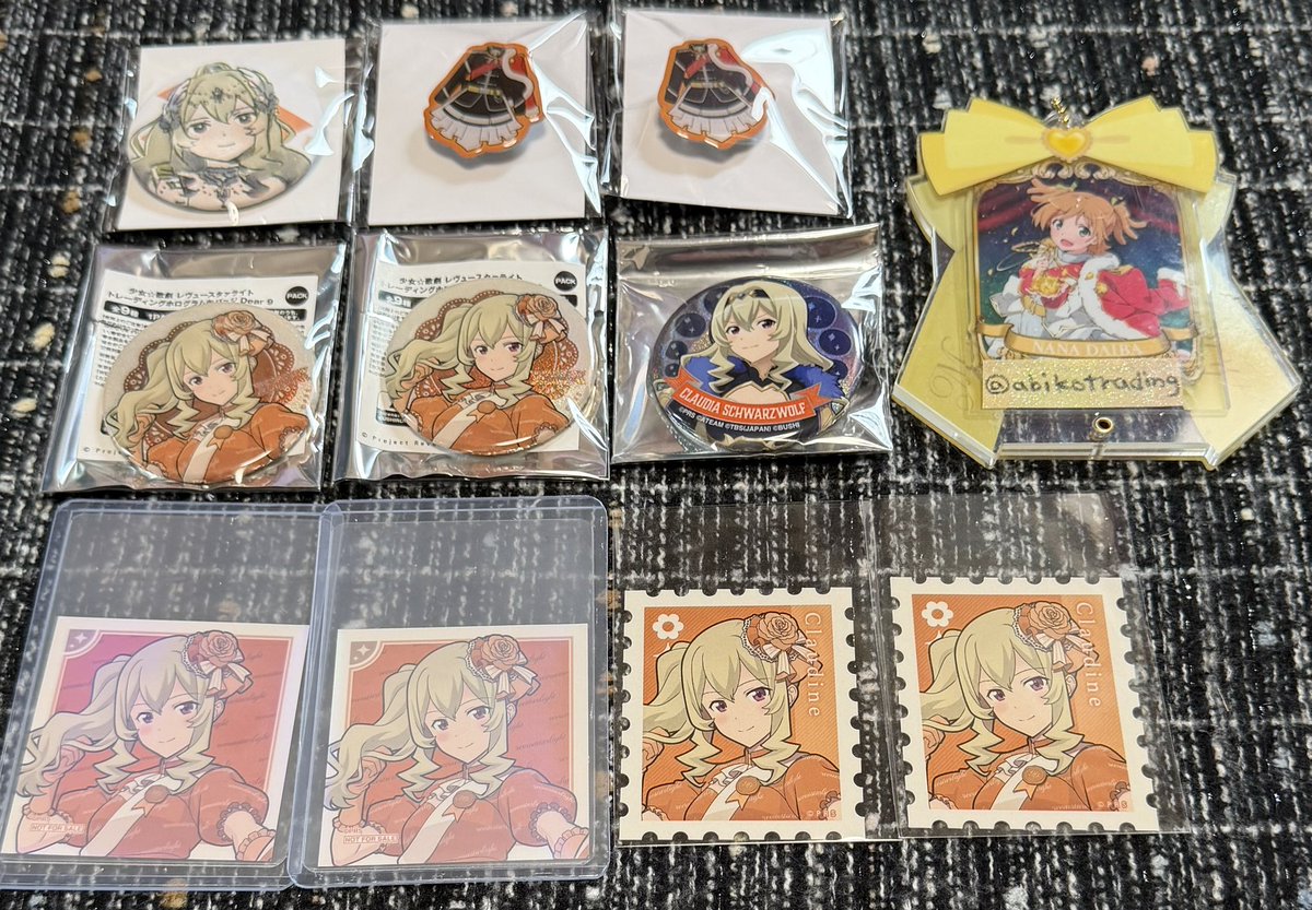 abikotrading's tweet photo. レヴュースタァライト　交換/譲渡
秋葉原アトレ　展示会　Dear9

譲　クロディーヌ
求　同異種なな

同種の交換は1点から◯
異種交換(画像イベント外OK)3点以上まとめてにて
譲渡不可
異種ななはご相談ください https://t.co/mfHe7vNS6t