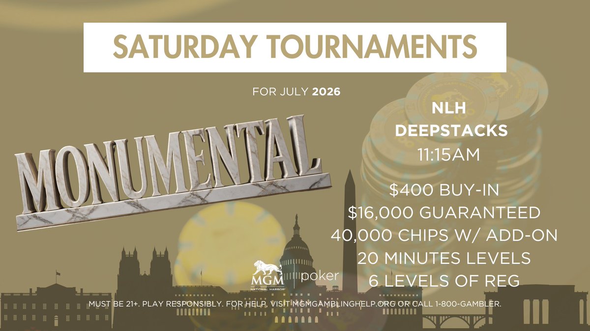 MGMNH_Poker's tweet photo. Saturday, July 11

Weekend mode: activated. 

Whether you're taking your shot or firing another bullet, Saturdays always seem to create memorable hands. 

😏🎲 #WeekendGrind #RoadToPSPO https://t.co/6Ukn8yyfhz