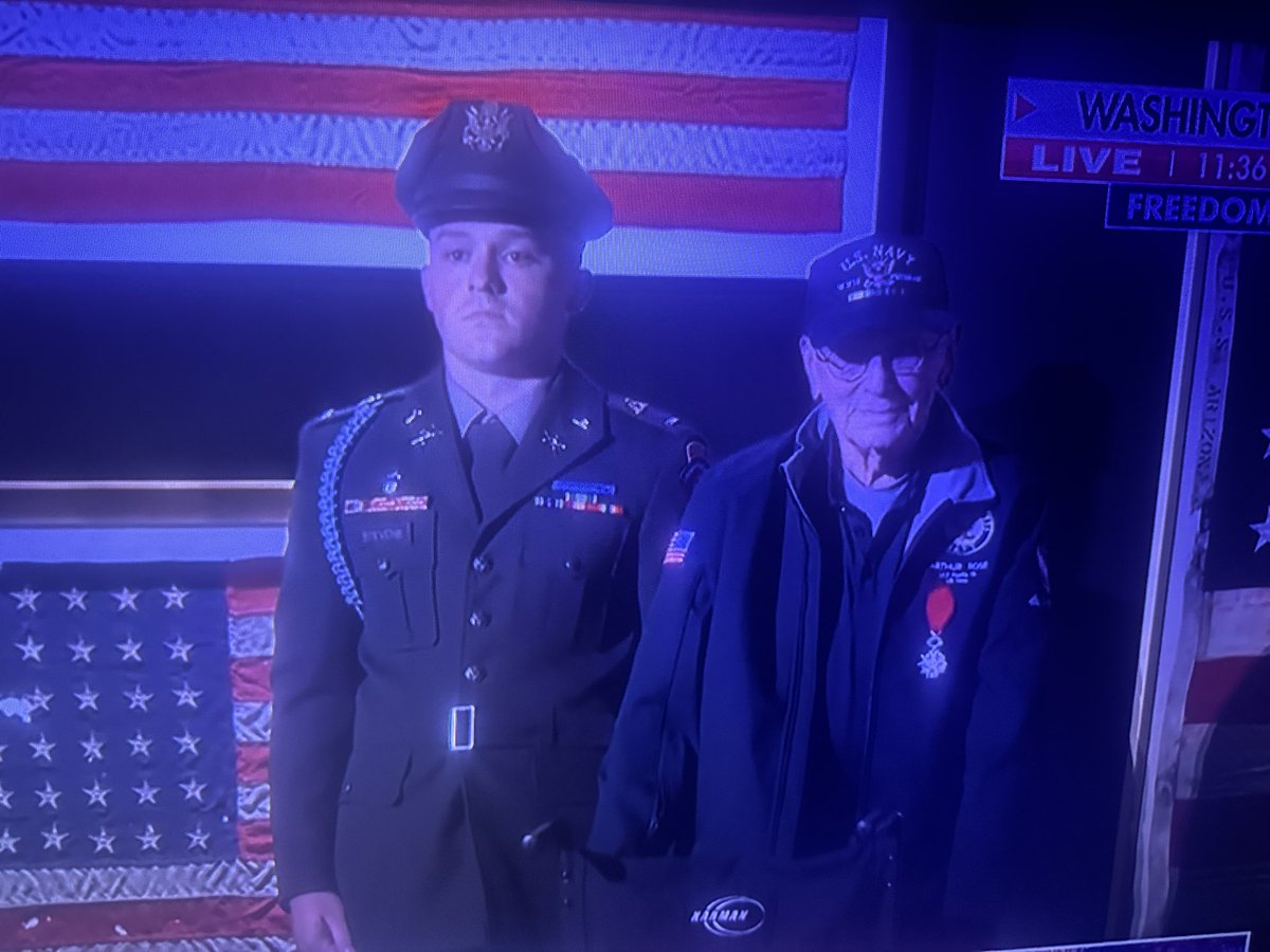 BrunoSamar1717's tweet photo. Trump spotlighting various Vets from different wars. This WW2 Veteran is 107 years old. 🐸
#QIsTrue https://t.co/sWXwBFs0ta