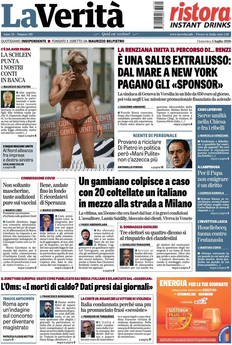 Virna25marzo's tweet photo. UN GAMBIANO COLPISCE A CASO CON 20 COLTELLATE UN ITALIANO IN MEZZO ALLA STRADA A MILANO 
La vittima, un 55enne che era fuori dal bar, è in gravi condizioni L'assalitore ,Lamin Saidilly, bloccato dai clienti. Viveva in Veneto.
@LaVeritaWeb https://t.co/gNQ8V4Cdma