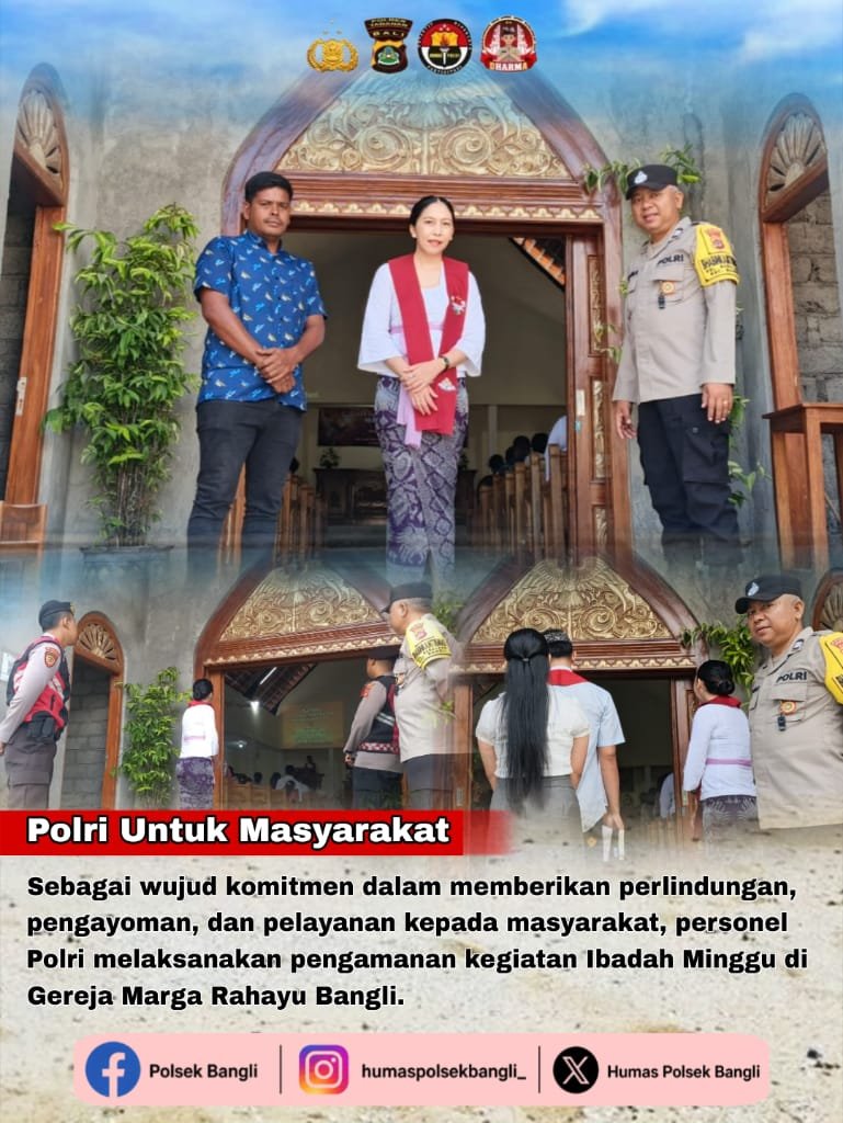HumasPolsekBgl's tweet photo. Hadir Memberikan Rasa Aman, Polri Amankan Ibadah Minggu

Sebagai wujud komitmen dalam memberikan perlindungan, pengayoman, dan pelayanan kepada masyarakat, personel Polri melaksanakan pengamanan kegiatan Ibadah Minggu di Gereja Marga Rahayu Bangli, Minggu (5/7). https://t.co/gfjlMyTz7T
