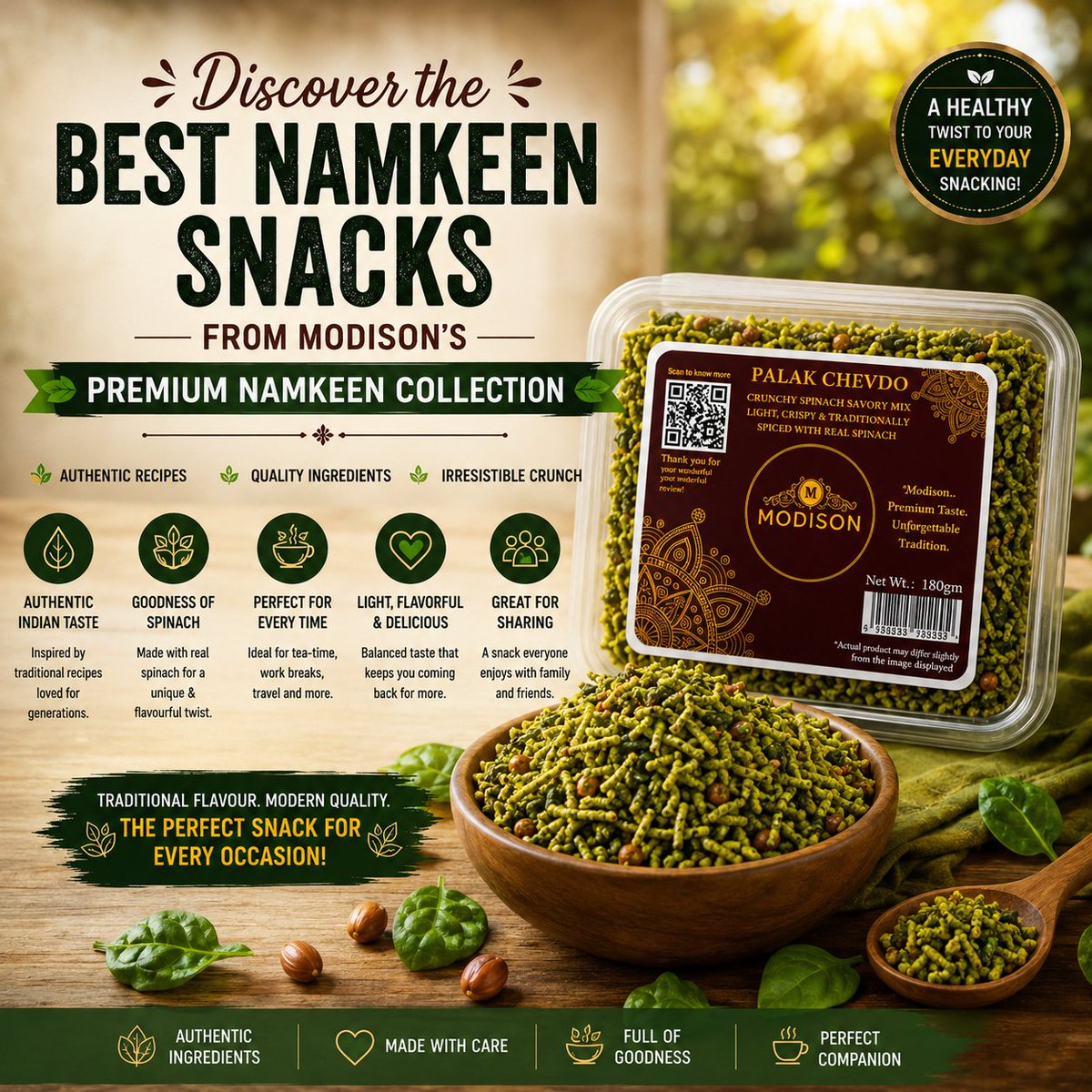 MODISONPRS's tweet photo. 🌿 Enjoy the authentic crunch of Modison Premium Palak Chevdo! Made with real spinach and quality ingredients, it's the perfect choice for every tea-time moment.

📖 Read our latest blog: https://t.co/N51Ec3cn9D

#PalakChevdo #Namkeen #IndianSnacks #Modison #TeaTime https://t.co/ZbsdsBvLT2