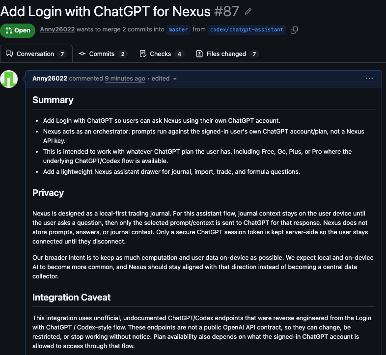 aniketm43686659's tweet photo. Dropping soon: Nexus will support ChatGPT inside the product.

No clutter. No noisy AI panel. We care deeply about UI and UX, so the assistant will feel native, minimal, and useful.  @nexus_journal https://t.co/5XK8mC6ymx