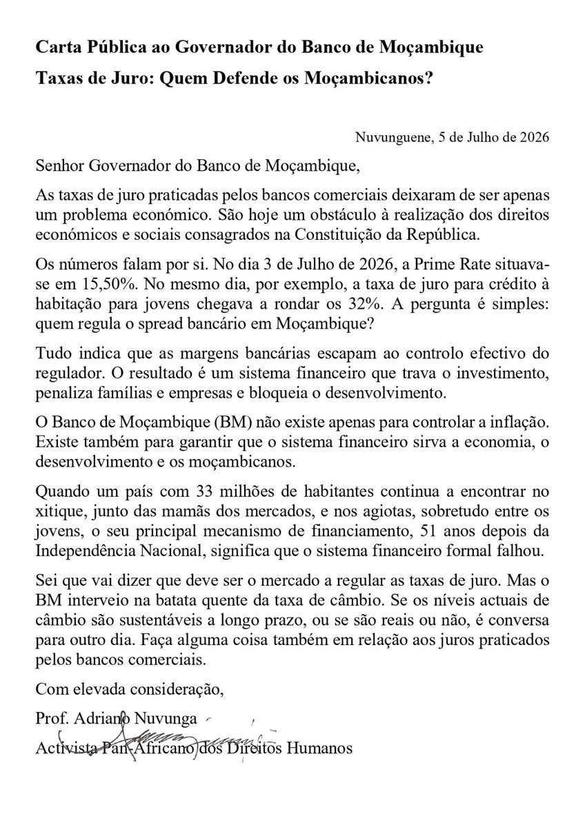 Prof. Adriano Nuvunga tweet media