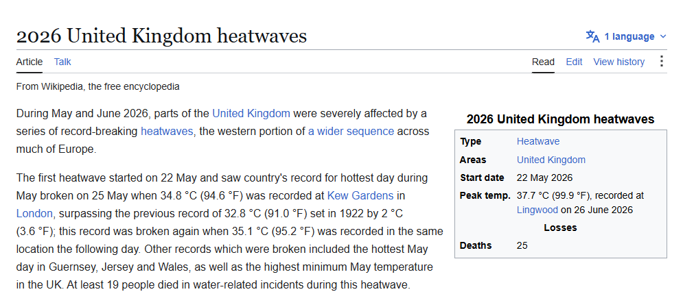 Goodest2Shoes's tweet photo. Man... They have already added the an article for the '2026 UK heatwave' https://t.co/MUXbIhdLWz