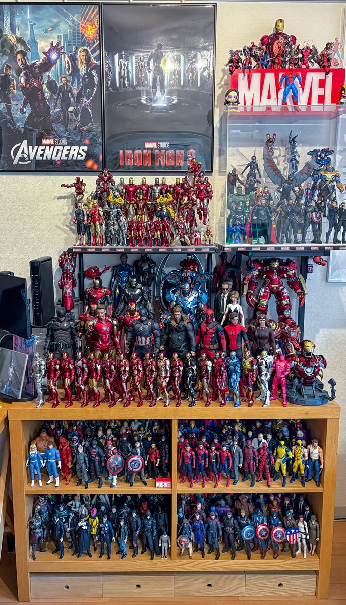 slashbow's tweet photo. マーベルメインのフィギュアコーナーメンテナンス完了！！！！！！増え続ける！！ https://t.co/dEPOk7xfBQ