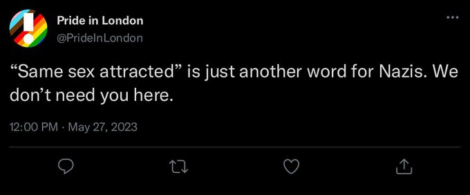 AjaTheEmpress's tweet photo. Remember when the Pride in London account said this? I do. https://t.co/sVzcVLC8Pu