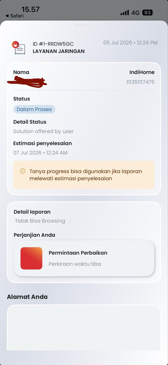 jellykaban's tweet photo. halo @Telkomsel tlg dibantu dong, ini lampu LOS di routerku menyala merah udah 3 hari, tiket pertama dgn no. 1-RQ2XD95 di tgl 3 Juli tiba2 di close otomatis tp msh tetap kendala, udh 1x36 jam blm ada perbaikan, lalu tiket ke-2 dgn no. 1-RRDW5GC ktnya slesai tgl 7 Juli, gmn nih? https://t.co/sMALwc9TsD