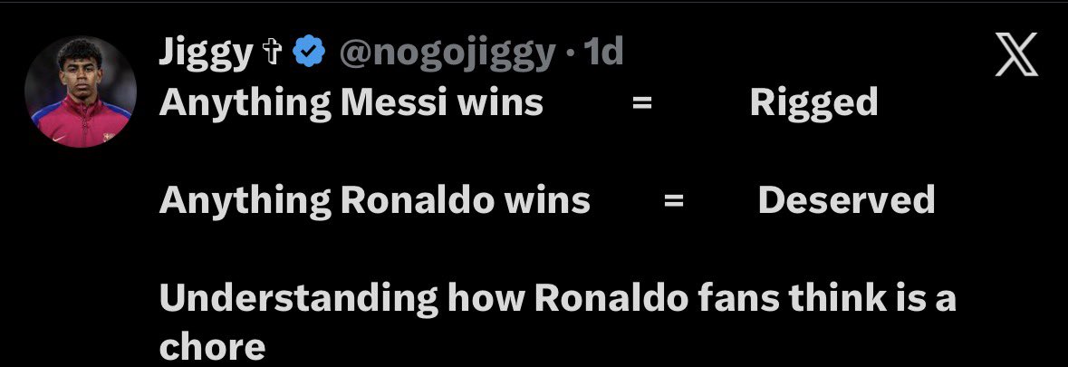 iammikkymighty's tweet photo. “The Messi obsession is unhealthy” 

At the end of the day, everybody will be fine😂 https://t.co/hvE3apGW4g