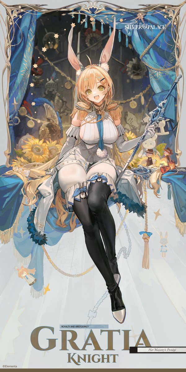 SilverPalace_EN's tweet photo. Character Title Page
|| Gratia (Knight)

—— Her Majesty's Protégé ——

--
"Routine training shall make the knights stronger... Thus spake Her Majesty the Queen!"
--

A fiercely loyal knight and a brave (if foolish) follower.
She raises her sword and shield in the name of knightly honor and the Queen's grace.

Many dark secrets fester beneath the throne. Pray that the enlightened shall descend to deliver us unto salvation.

Silver Palace "Dichotomy" Beta Test is now open for sign-up!
Sign up here: https://t.co/4RAZz55Cp1

#SilverPalace #DichotomyBetaTest #Gratia