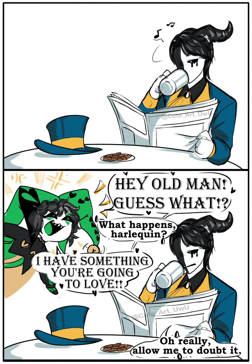 Cute_Art_UwU's tweet photo. Enjoy! 💚🪞
I'm trying to add some color to these mini comics, what do you think? 
#tfc #thefreakcircus  #harlequin #tickettaker https://t.co/60glYpgu2b