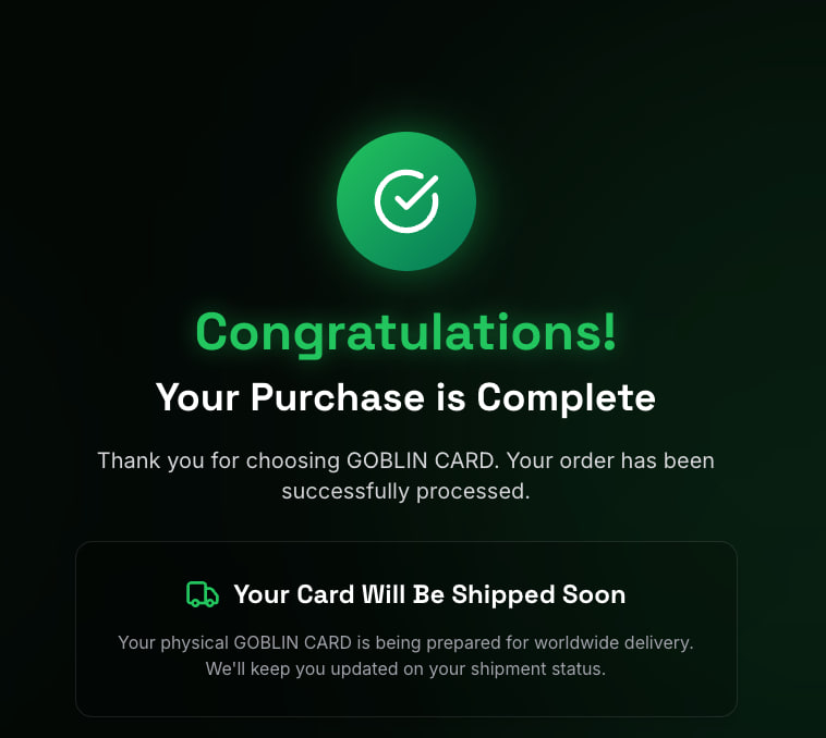 Tortugo's tweet photo. Giving @Goblin_cards a run. It’s rare to find a crypto card keeping things non-KYC these days, and their native Monero support made it an easy choice.

I’m a Monero ($xmr) maxi for a simple reason: financial autonomy. True freedom means transacting without begging banks or governments for permission.

I'll keep you guys posted on the delivery and how it performs in daily life.