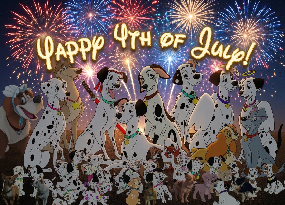 PatDalmatian's tweet photo. Yappy 4th of July! (Edited)

From me, @ChrisRDalmatian, @PrestonDal71109, @PuppyDogCaiden, @ChopperTheBiter, @PranksterChuck, @DaVinci101DST, @MotherlyDaisy (Mommy), @Duke101Dalmati (Daddy), @FiercePayston24, @FierceColton25, @FierceClarie_, @OneFastPaws, @HenryDearly64, https://t.co/8X2k4SxB2N