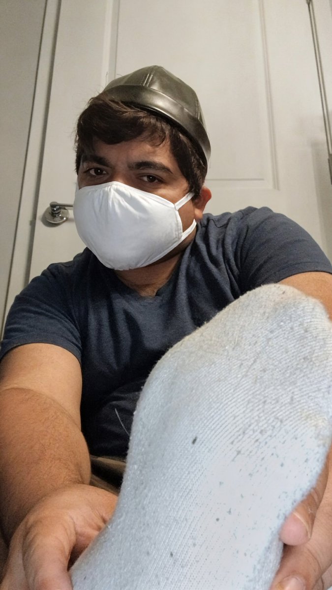BoundHarvester's tweet photo. Been wearing these socks for three days straight! And when I wear my sneaks, boy they do smell ripe! Also sporting my favorite leather cap and a mask because even this burlesque performer needs to shut up #guysinsocks #dirtysocks #sockfetish #whitesocks #sweatysocks #maskedguys https://t.co/0aZT8zBbZ9